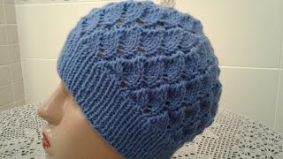 Ажурная шапочка спицами. Часть 1.  // Women's hats knitting // How to knit a hat