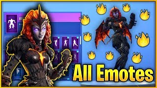 All Of my Emotes on *NEW* Molten Valkyrie Skin! (EXCLUSIVE Lava Legends SKIN!)
