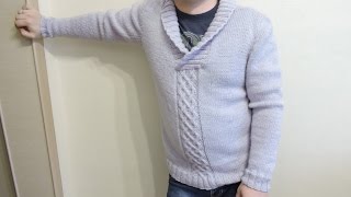 Мужской свитер с большим воротником спицами // Часть 8// Для начинающих