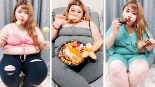 BBW CHUBBY BELLY GIRLS EATING SHOW tik tok funny videos,plus size girl cute moments(fat and healthy)