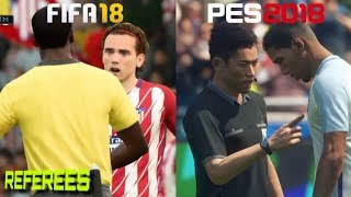 FIFA 18 Vs. PES 2018 | Referee Motions | Fouls & Cards Gameplay Comparison