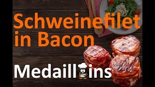 Schweinefilet im Speckmantel Rezept Schweinededaillons im Bacon vom HobbyKoch