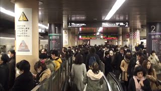 【混雑】【過密】東急田園都市線 渋谷駅 夕ラッシュ Japan Tokyo Tokyu Den-en-Toshi Line Shibuya Sta. Evening Rush Hour