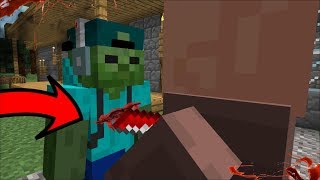 MARK MY FRIENDLY ZOMBIE GETS STABBED BY AN ANGRY VILLAGER MOD!! STEALING EMERALDS!! Minecraft