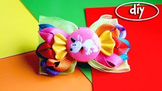 Бантики из репсовых лент МК Канзаши DIY Lena Mur Tutorial Cute Ribbon bow kanzashi (Rus/Eng subs)