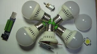 Дешёвые светодиодные лампы 5W USB нагрузка 2А Термопаста Мотор-редуктор
