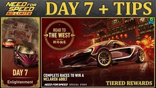 NFS No Limits | Day 7 - WINNING + TIPS - 2019 McLaren 600LT | Road to the West