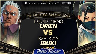 Liquid` Nemo (Urien) vs RZR Xian (Ibuki) - TW FIghter Major 2018 Top 8 - SFV - CPT 2018