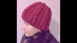 Шапка крючком поперечным вязанием.Оригинальный узор.Crochet cap