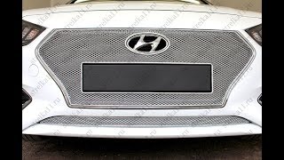 Защита радиатора  PREMIUM - HYUNDAI SOLARIS II 2017г. (Хром) - strelka11.ru