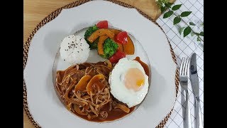 [ENG.SUB] 버섯  소스가 쏙~~베어 육즙이 풍부한  일본식   버섯소스 함박스테이크  hamburger steak with mushroom sauce   [리치쿡]