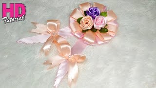 DIY - Flower kanzashi hair clip || satin ribbon flower