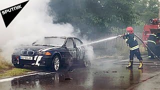 რუსთავში BMW-ს ცეცხლი წაეკიდა: მანქანის გადარჩენა ვერ მოხერხდა - ვიდეო