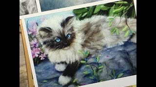 ЖИВОПИСЬ  ШЕРСТЬЮ " КОТИК" / FELTING of  PICTURE /  HOW TO MAKE A PICTURE of  WOOL