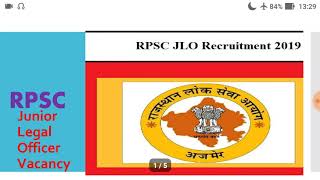Rajasthan Junior Legal Officer(JLO) 156 Post 2019 Full Notification