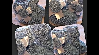 пинетки для новорожденных, вязание спицами - booties for newborns, knitting