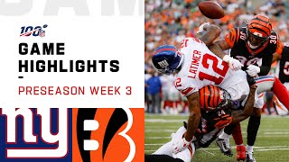 Giants vs. Bengals Preseason Week 3 Highlights | NFL 2019