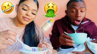 BREAST MILK IN CEREAL PRANK ON BOYFRIEND!! *HILARIOUS*