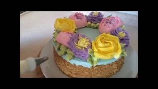 Russian piping tips. Малазийский торт. Украшение торта в малазийском стиле