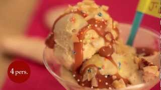Recette de Sundae aux noisettes caramel au beurre salé maison et petit croquant avec Carte d'Or®