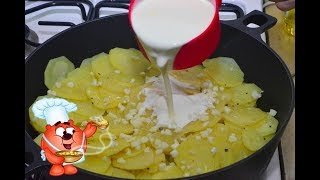 Картошка в сливках на сковороде-видео рецепт