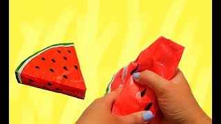Сквиши 3D из бумаги и пакетов. Сквиши арбуз