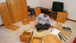 stop-motion Bush desk assembly