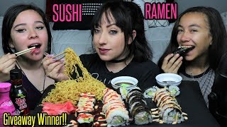 SUSHI AND RAMEN MUKBANG | HOMEMADE, GIVEAWAY WINNER | EATING SHOW