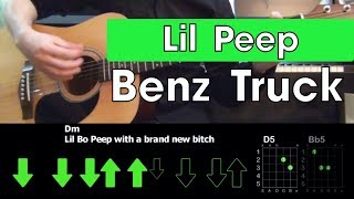 Lil Peep - Benz Truck \ Tutorial \ Разбор песни на гитаре \ Табы, аккорды и бой \ Без баррэ