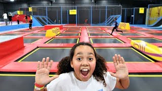 TRAMPOLINE PARK! Wipeout Challenge |  Family Fun Video