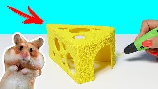 ДОМ ДЛЯ ХОМЯКА ? | РИСУЮ КЛАДОВУЮ В ВИДЕ СЫРА 3D РУЧКОЙ | ДОМ ДЛЯ ХОМЯКА DIY 24 часа челлендж