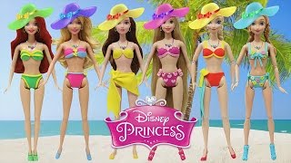 Play Doh  Disney Princess Elsa Anna Rapunzel Belle Ariel Aurora Beach Inspired Costumes