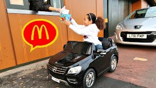 McDonalds Drive Thru Prank!! Power Wheels Ride On Car Pretend Play