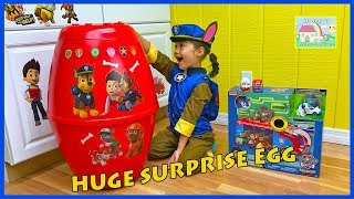 Chase does Huge Paw Patrol Surprise Egg Toys Opening w/ Mission Cruiser!
