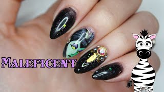 Maleficent and Diablo Acrylic and Gel Nail Art Tutorial | DIY Nail Decals