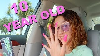 10 YEAR OLD WEARING REALLY LONG NAILS FOR A DAY!