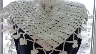 Белый бактус(шейный платок) крючком.White baktus (scarf) Crochet (Шаль #22)