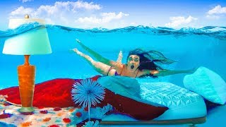 I Moved my Sisters Room Underwater (PRANK) Mattress in Pool!