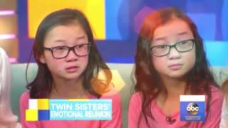 Watch the heartwarming moment identical twin girls reunited after being separated at birth