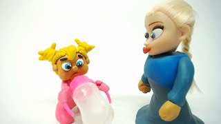 Baby Girl Time to Sleep play doh stop motion cartoon for little Kids