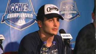 2010 CCHA Championship Postgame Press Conference for Michigan Hockey