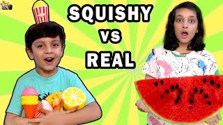 SQUISHY VS REAL FOOD CHALLENGE #Funny Eating Challenge Aayu and Pihu Show