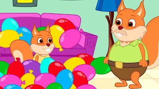 Famille d'Écureuil - Ballons Arc-en-ciel Pour Les Vacances Vidéos Animé 2021 en Français 13+