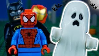 LEGO Batman STOP MOTION Halloween W/ Spider-Man, Batman, Iron Man & Ghost | By Billy Bricks