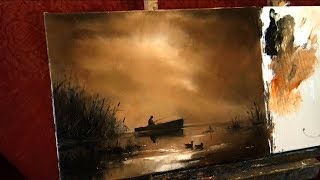 #29 Пейзаж из 4 КРАСОК. Как нарисовать простой пейзаж маслом для начинающих