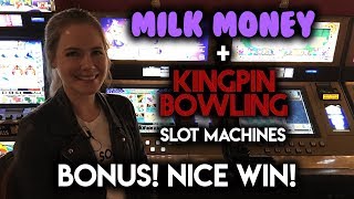 BONUS! Kingpin Bowling Slot Machine! Trophy Challenge NICE WIN!!!