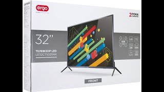 Телевизор Ergo LE32CT5025AK Распаковка от магазина Розетка