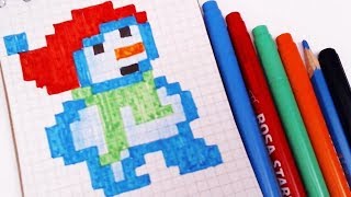 РИСУНКИ ПО КЛЕТОЧКАМ - СНЕГОВИК -| Pixel Art - Простые рисунки Новый год