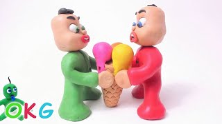Green Baby Gets BIG ICE CREAM! In Fun Color Baby Superhero - Stop Motion Cartoons For Kids #33