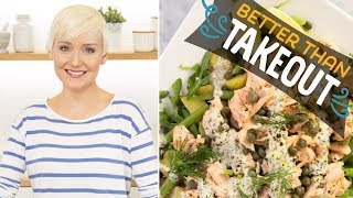 Warm Salmon and Potato Salad with Creamy Dill Dressing (with The Domestic Geek) | Food Network